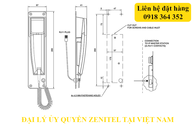 Model CRM VHS 1008097100 Handset for IP Flush Master CRMV hệ